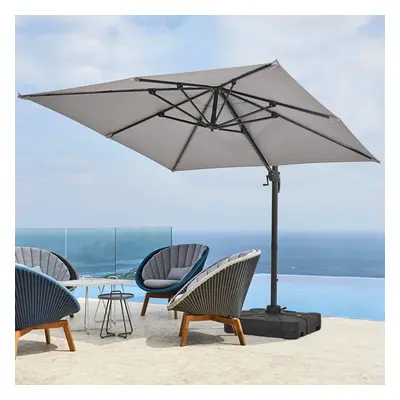 2.5M Large Rotatable Tilting Garden Rome Umbrella Cantilever Parasol Sun Shade Crank Lift with 1