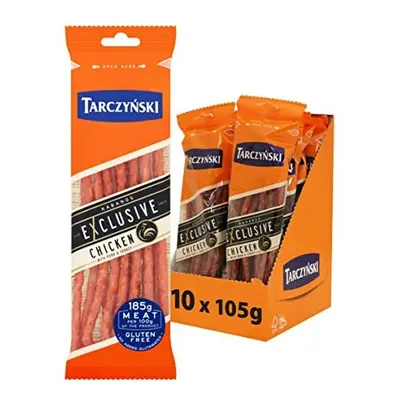 TarczyÅski Poultry and Pork Kabanos Sausage 105G (Pack of 10) - 25g of Protein - Meat Snack On 