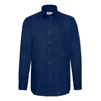 (S, Navy) Fruit Of The Loom Mens Long Sleeve Oxford Shirt