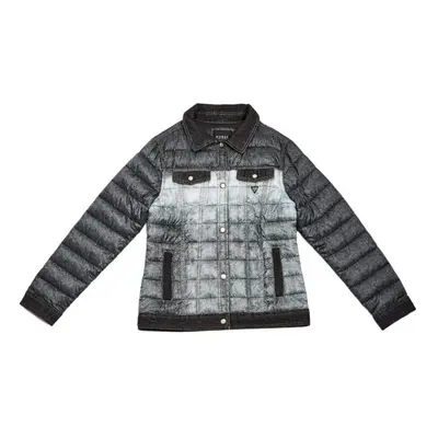 GUESS Girls' Big Mini Me Denim Print Puffer Jacket Jet Black