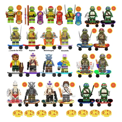 (24Pcs/set-A+B) 24PCS Teenage Mutant Ninja Turtles TV Movie Mini Figure Sets Horror Sci Fi Fits 