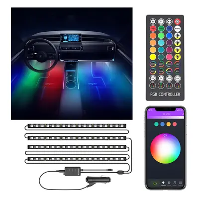 Bluetooth RGBIC Car Interior Strip Lights with Simple Control Methods Vivid RGBIC Lighting Effec