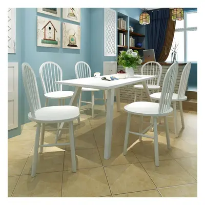 vidaXL 6x Dining Chairs Rubber Wood White Home Kitchen Furniture Seat Durable