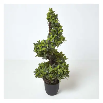 Homescapes Green Artificial Bay Tree Spiral Shape in Pot, Ft