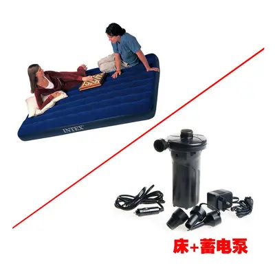 (Mattress+battery pump, (191 * 137cm wide)) INTEX Single Line Pull-Up Air Bed, Plush Inflatable 