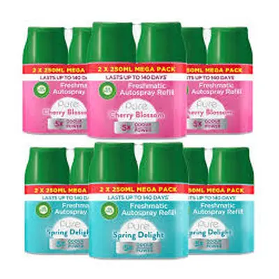 12 x Air Wick Freshmatic Freshener Refill Spring Delight & Cherry Blossom 250ml