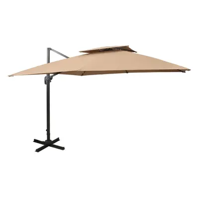 (taupe, x cm) vidaXL Cantilever Umbrella with Double Top Garden Sunshade Outdoor Parasol