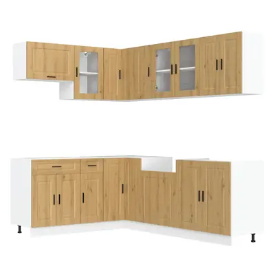 (artisan oak) vidaXL Piece Kitchen Cabinet Set Porto Brown Oak Engineered Wood