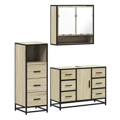 (sonoma oak) vidaXL Piece Bathroom Furniture Set Sonoma Oak Engineered Wood