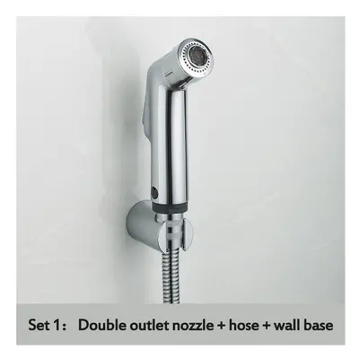 (Double outlet nozzle + hose + wall base) Bidet Sprayer Abs Plastic Toilet Spray Set Ass Wash An