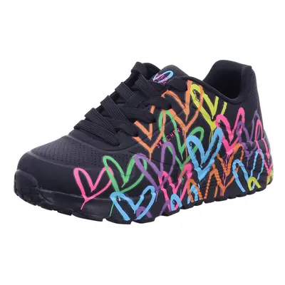 Skechers Girls Uno LiteSpread The Love Sneaker BlackMulti Little Kid