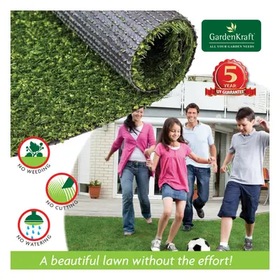 GardenKraft 4m x 1m 20mm Pile High Artificial Grass / Dark Green