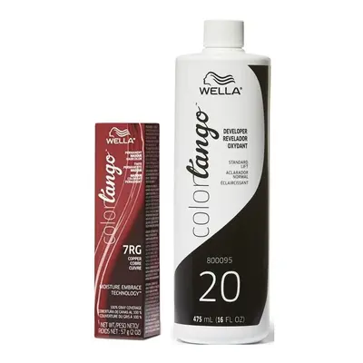 (7RG + Developer (Vol. 20) 16oz) Wella Color Tango 7RG Copper Permanent Haircolor