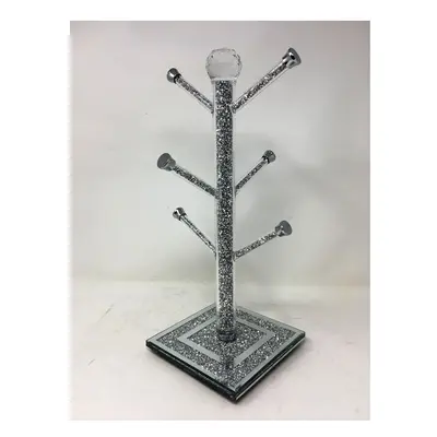 Silver Glass CRYSTALLIZED Kitchen Mug Cup Stand Tree