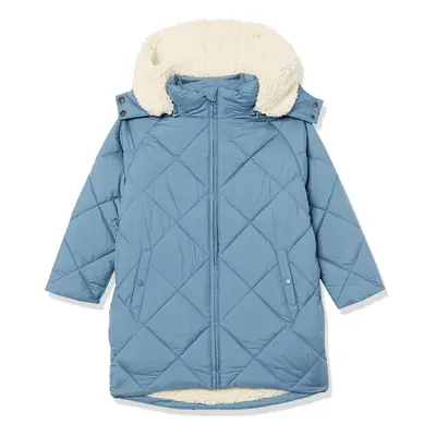 Toddler Girls' Long Quilted Cocoon Puffer Coat, Blue, 3T