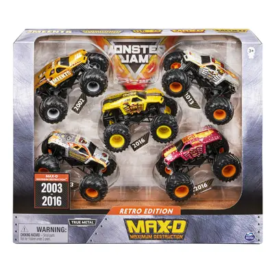 Monster Jam, Official Retro Edition Max-D 5-Pack of 1:64 Scale Monster Trucks, Kids Toys for Boy