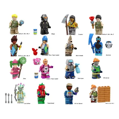 16PCS Fortnite Games Mini Figures Weapons Blocks Kids Toys