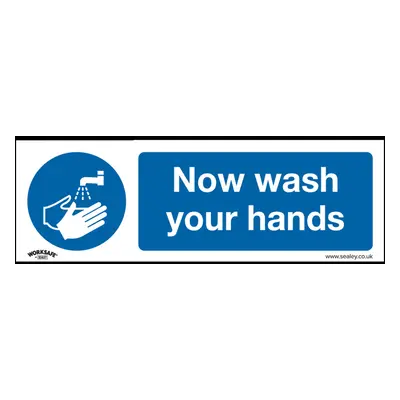 Mandatory Safety Sign - Now Wash Your Hands - Rigid Plastic - Pack of