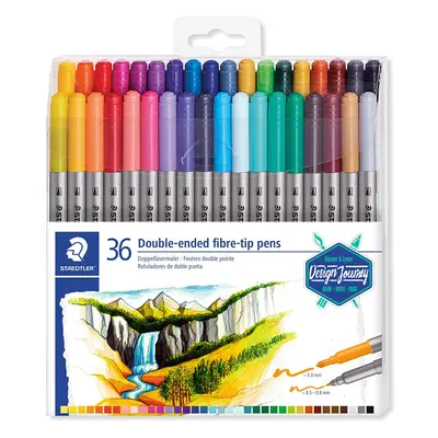 Staedtler TB36 Design Journey double-ended fibre-tip pens, pack of assorted colours