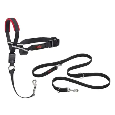 HALTI Optifit Headcollar Size Large & HALTI Training Leash Size Large, Black Combination Pack - 