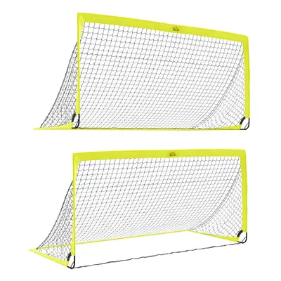 HOMCOM Two Football Goal Nets, Football Equipment w/ Carry Bag, Yellow