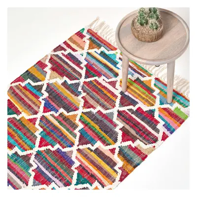 (120 x cm) Amsterdam Handwoven Multi Coloured 100% Cotton Chindi Kilim Rug