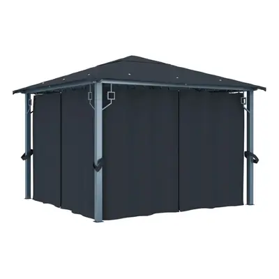 vidaXL Gazebo with Curtain 300x300cm Anthracite Aluminium Party Canopy Shelter