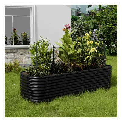 Anthracite Galvanized Raised Bed Kits Oval Outdoor Deep Root Planter Box 240cm W x 80cm D