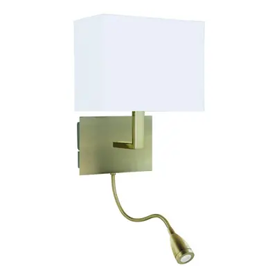 Wall Light Antique Brass Bracket With Led Flexi Arm and Shade