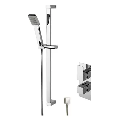 Empire Concealed Square Twin Valve & Slide Rail Kit Shower Bundle Set - Chrome - Balterley