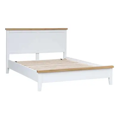 Easton Double Bed Solid Wood Frame And Slats Washed Oak Tops