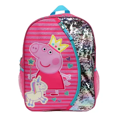 Peppa Pig Backpack for Girls for Kindergarten & Elementary School Inch Flip Sequins & Glitter Bo