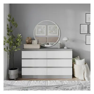 (Grey Carcass + White Drawers) 120cm Modern Wooden Chest of Drawers Bedroom Furniture Storage Be