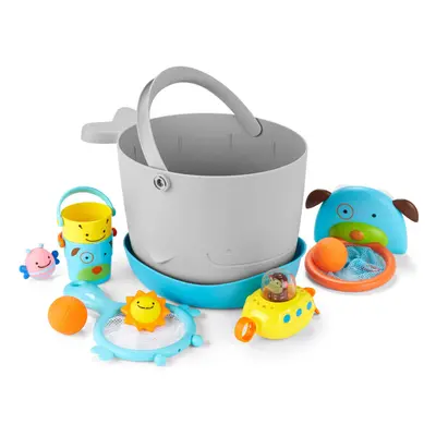 Skip Hop Baby Bath Toy Filled Bucket Bath Toy Bucket Gift Set Grey