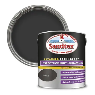 Sandtex Year Multi Surface Satin Paint 2.5L Black