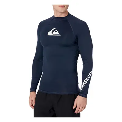 Quiksilver mens All Time Long Sleeve Rashguard Upf Sun Protection Surf Rash guard Shirt Navy Bla