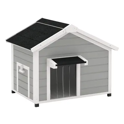 PawHut Wooden Dog House with Openable Roof, Removable Floor, Light Grey