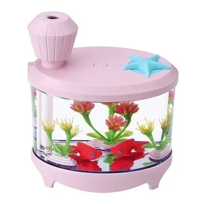 (Pink) Mini USB Powered Fish Aquarium Lamp Humidifier