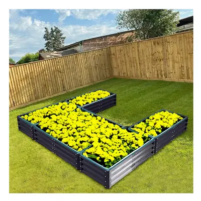 (Anthracite) U-shaped Raised Garden Bed with Compartments