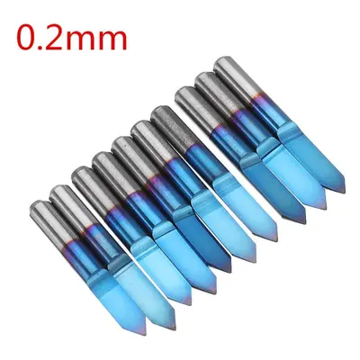 (0.2mm) 10pcs 0.1/0.2/0.3/0.4mm Degree Engraving Bit Flat Bottom PCB Engraving Bit Blue NANO Coa