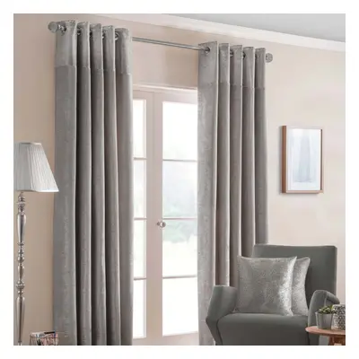 (W 228cm x Drop 137cm, Silver) Nova Eyelet Curtain Pair