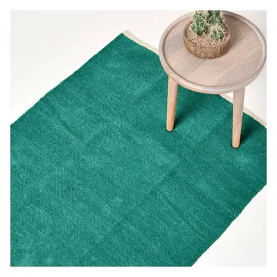 (90 x cm, Teal Green) Chenille Plain Cotton Rug