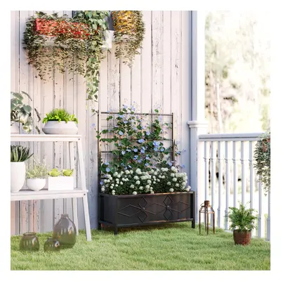 Outsunny Metal Raised Garden Bed Planter Box with Trellis, x x cm