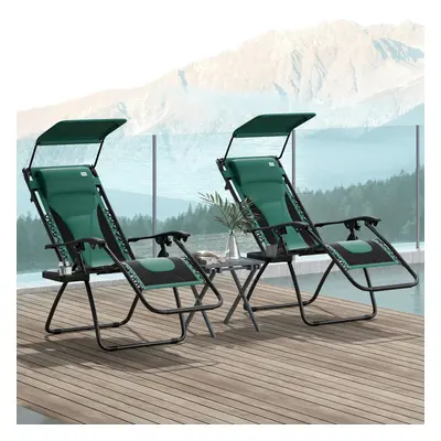 Outsunny Pcs Zero Gravity Lounger Chair, Folding Reclining Chair, Green