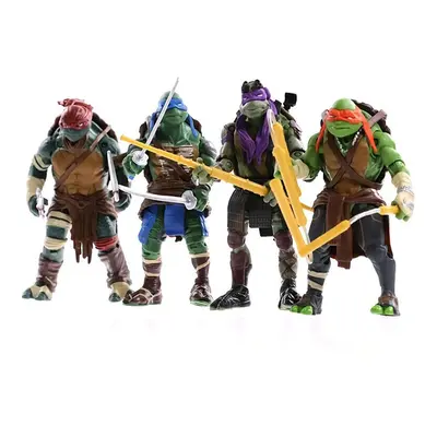 (12cm, 4pcs dark Color) 4pcs/Set Teenage Mutant Ninja Turtles Action Figure Film Edition TMNT