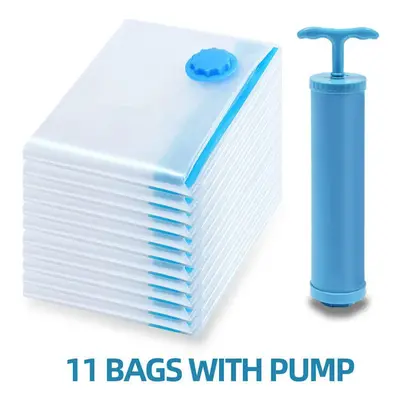 (50x70CM, 11PCS WITH PUMP) Vacuum Storage Bags For Clothes Pillows Bedding Waterproof Storage Ba