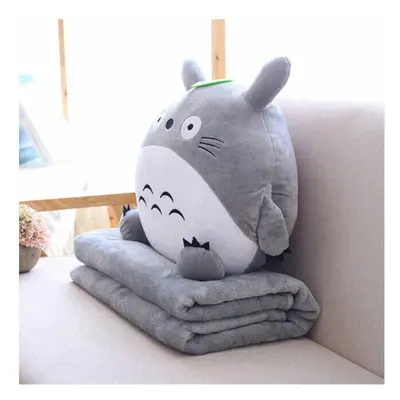 3 In Multifunction Totoro Plush Toy Soft Pillow with Blanket Totoro Hand Warm Cushion Baby Kids 