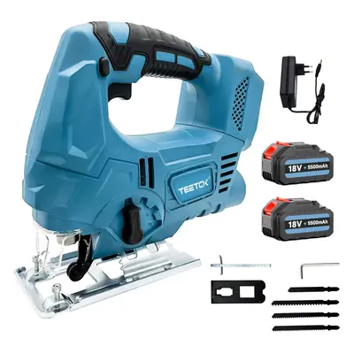 Brushless Cordless Electric Jigsaw+2Battery 5.5A+Charger+4Blades-Makita Compatible