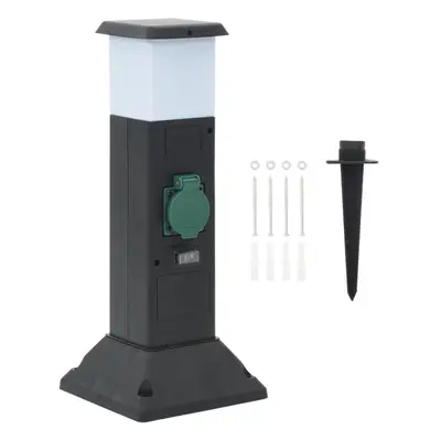 vidaXL Outdoor Socket Column with Lamp and Spike 2-Way Electrical Power Socket