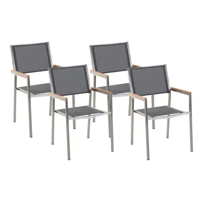 Set of Garden Chairs GROSSETO Stainless Steel Grey